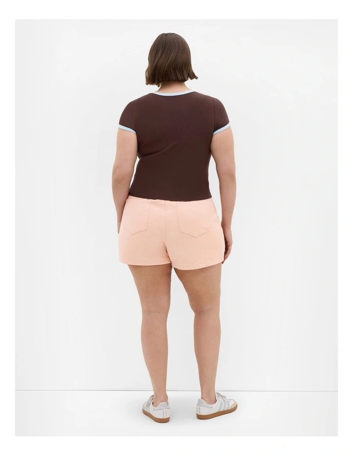 Plus Size Lexi Cotton Denim Short in Peach image 2