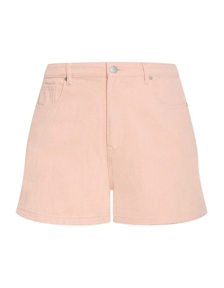 Plus Size Lexi Cotton Denim Short in Peach image 3