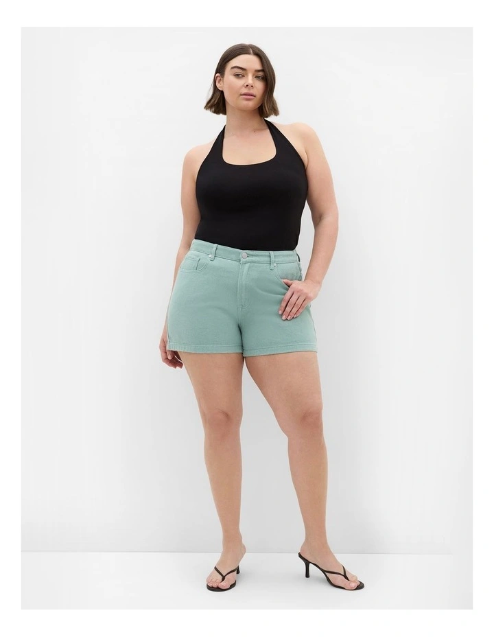 Plus Size Lexi Cotton Denim Short in Seafoam image 1