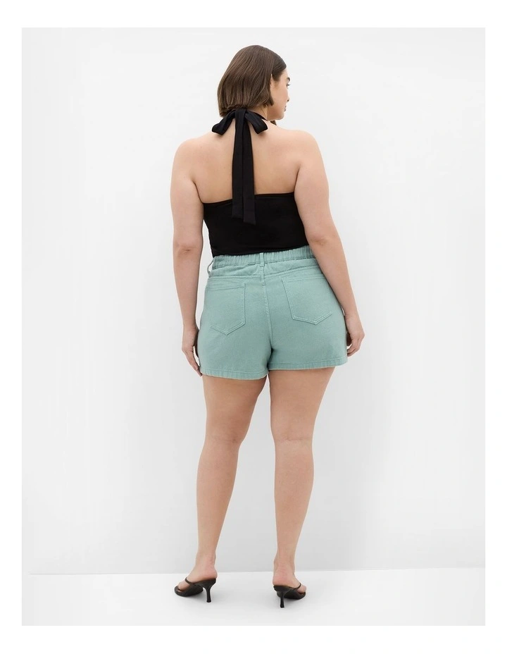 Plus Size Lexi Cotton Denim Short in Seafoam image 2