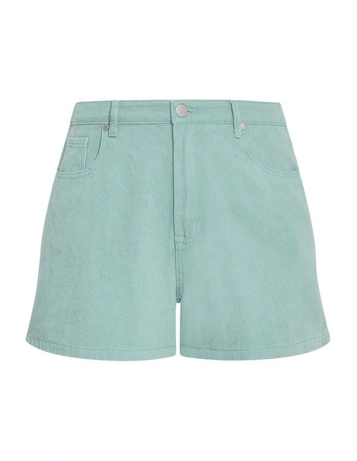 Plus Size Lexi Cotton Denim Short in Seafoam image 3