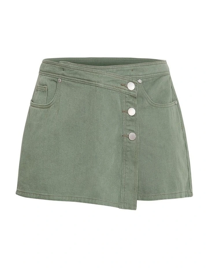 Plus Size Kaia Cotton Denim Skort in Khaki image 3