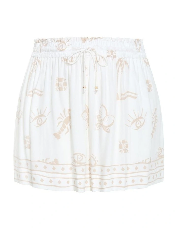 Plus Size Alessia Border Print Short in Ivory image 3