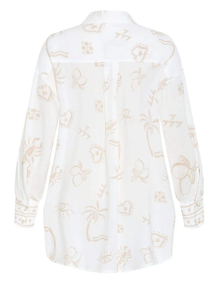 Plus Size Alessia Border Print Shirt in Ivory image 4