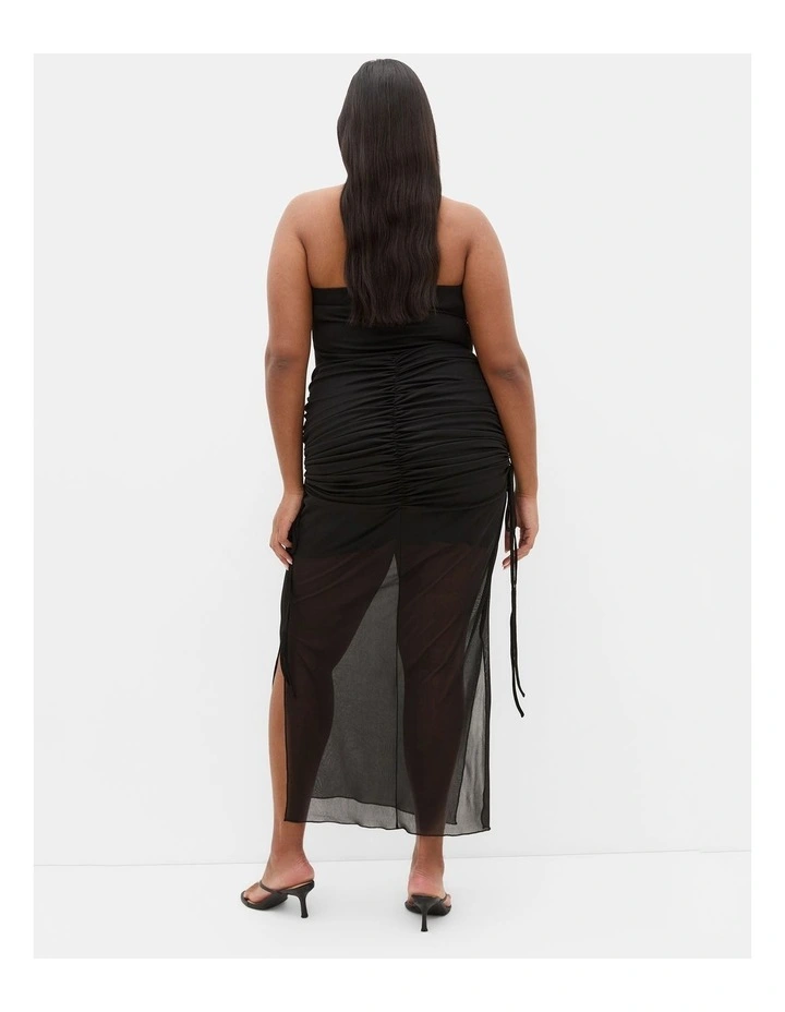 Plus Size Shelly Strapless Mesh Maxi Dress in Black image 2
