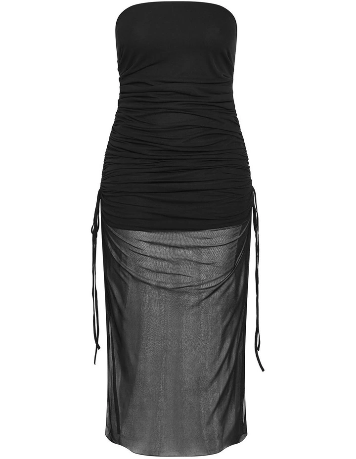 Plus Size Shelly Strapless Mesh Maxi Dress in Black image 3