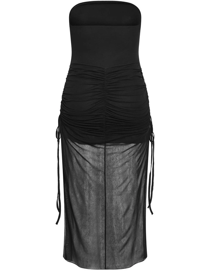 Plus Size Shelly Strapless Mesh Maxi Dress in Black image 4