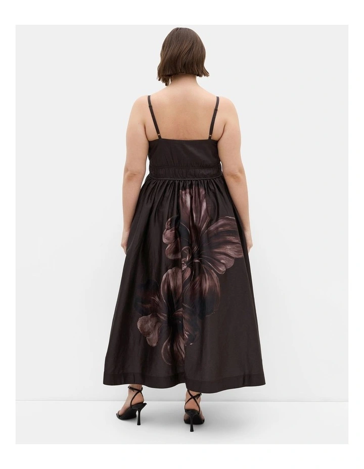 Plus Size Avana Statement Print Cotton Maxi Dress in Chocolate image 2