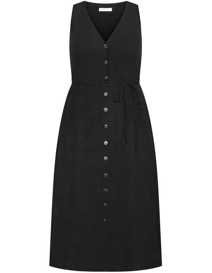 Plus Size Evani Tie Waist Midi Dress in Black image 3
