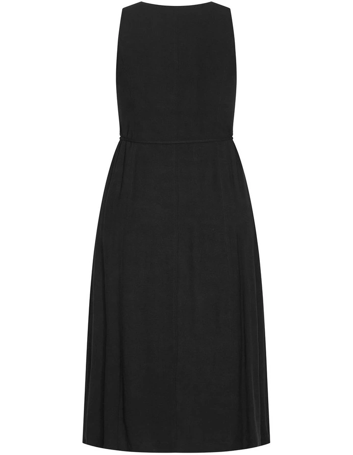 Plus Size Evani Tie Waist Midi Dress in Black image 4