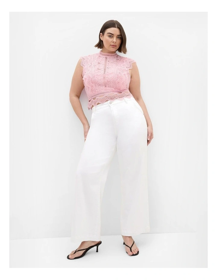 Plus Size Lucielle Sleeveless Lace Top in Heavenly Pink image 1