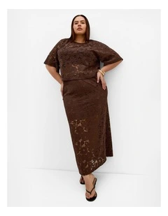 Plus Size Lani Lace Top in Chocolate
