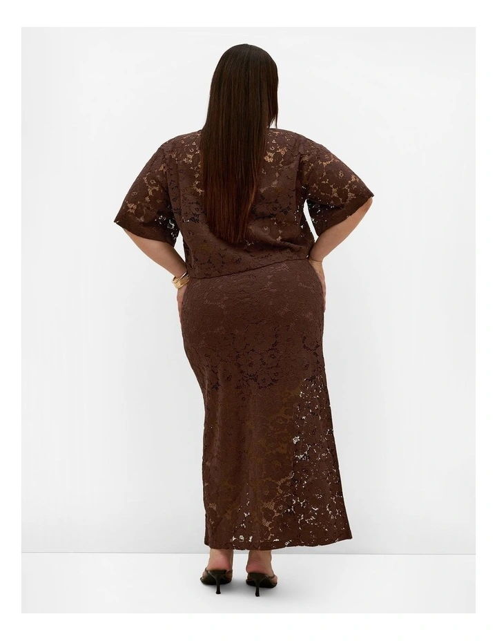Plus Size Lani Lace Top in Chocolate image 2