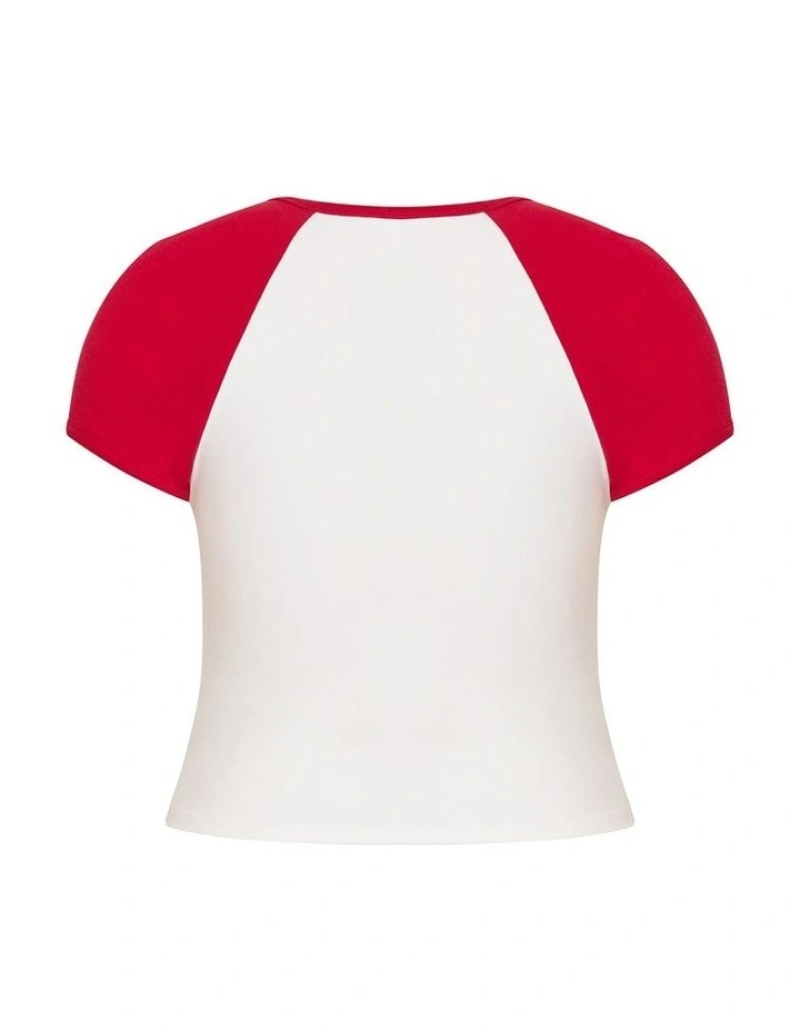 Plus Size Micro Raglan Heart Print Tee in Ivory image 4