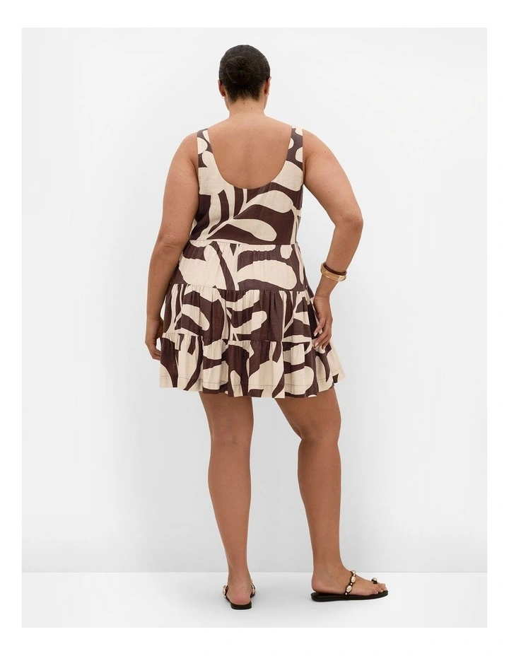 Plus Size Taranto Print Mini Dress in Chocolate image 2