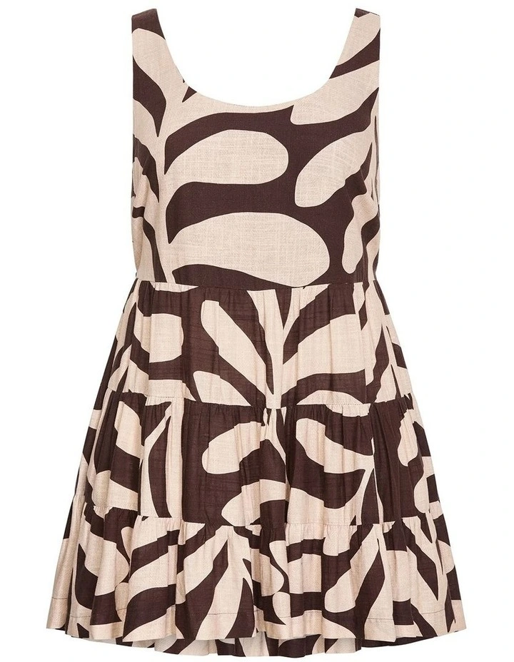 Plus Size Taranto Print Mini Dress in Chocolate image 3