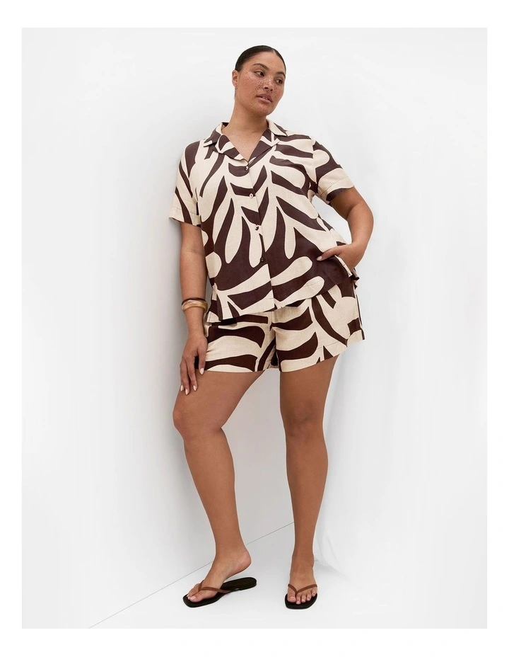 Plus Size Taranto Print Shirt in Chocolate image 1