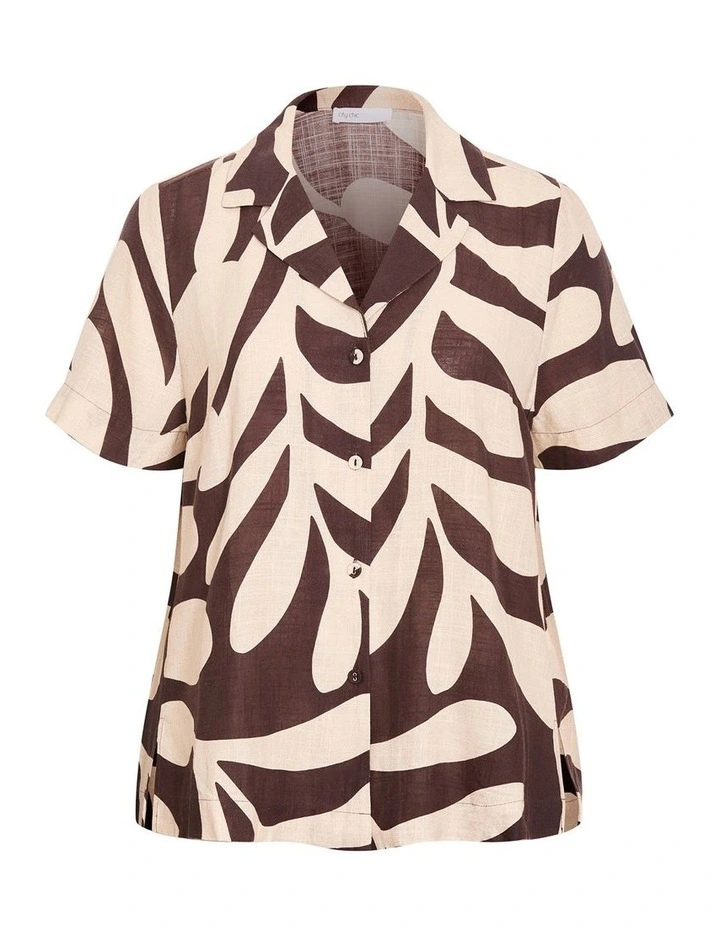 Plus Size Taranto Print Shirt in Chocolate image 3