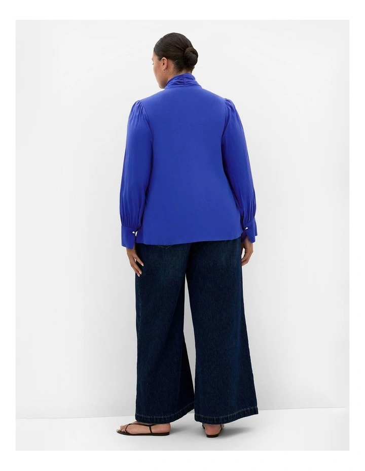 Plus Size Kenzie Neck Tie Top in Ocean Blue image 2