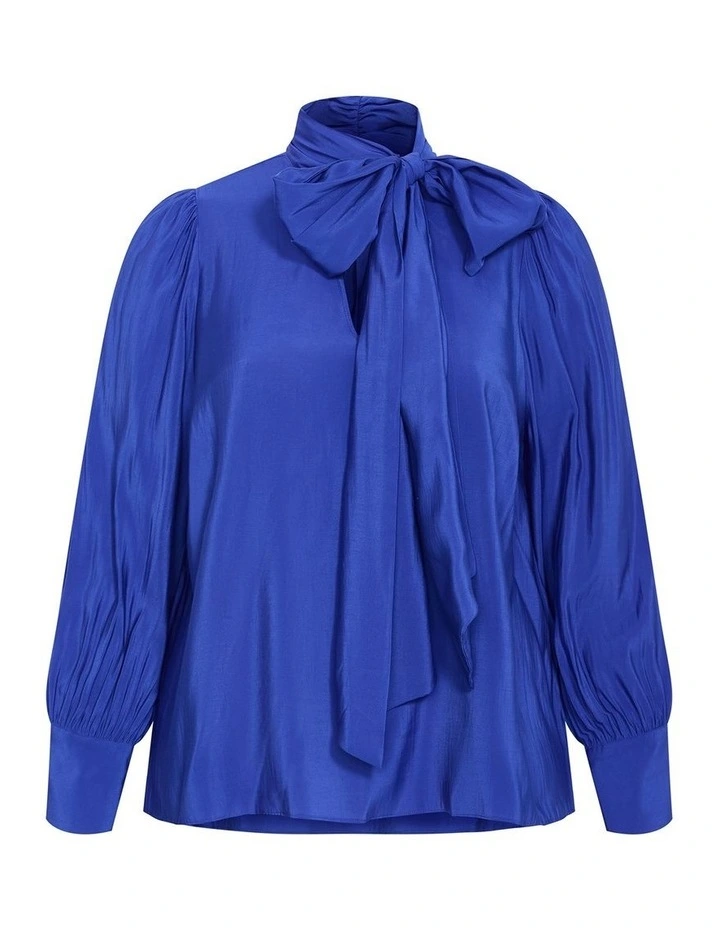 Plus Size Kenzie Neck Tie Top in Ocean Blue image 3