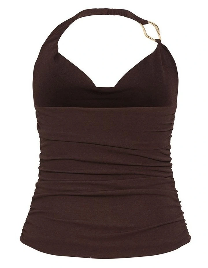 Plus Size Emmy Hardware Cowl Neck Top in Chocolate image 4