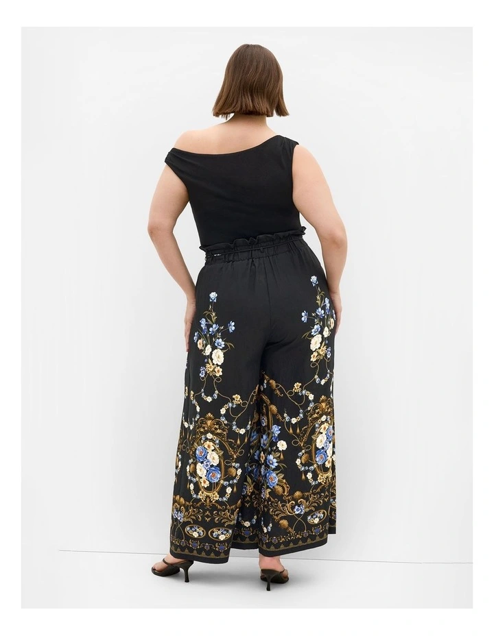 Plus Size Cassie Border Print Wide Leg Pant in Black image 2