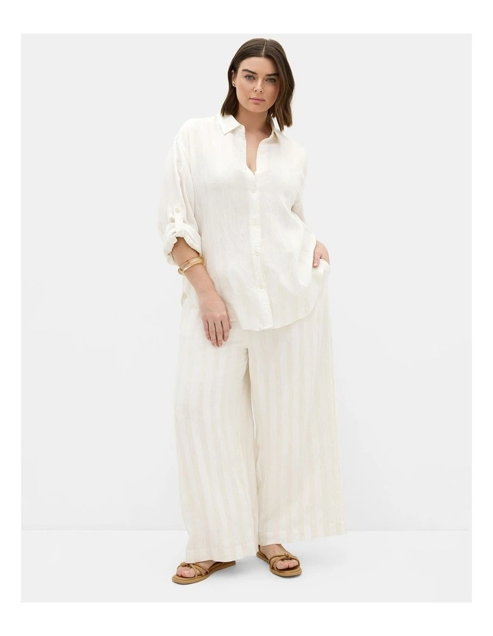 Plus Size Sundaze Stripe Wide Leg Pant in Ivory image 1