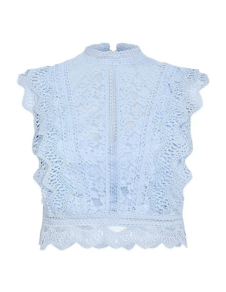 Plus Size Lucielle Sleeveless Lace Top in Sky Blue image 3