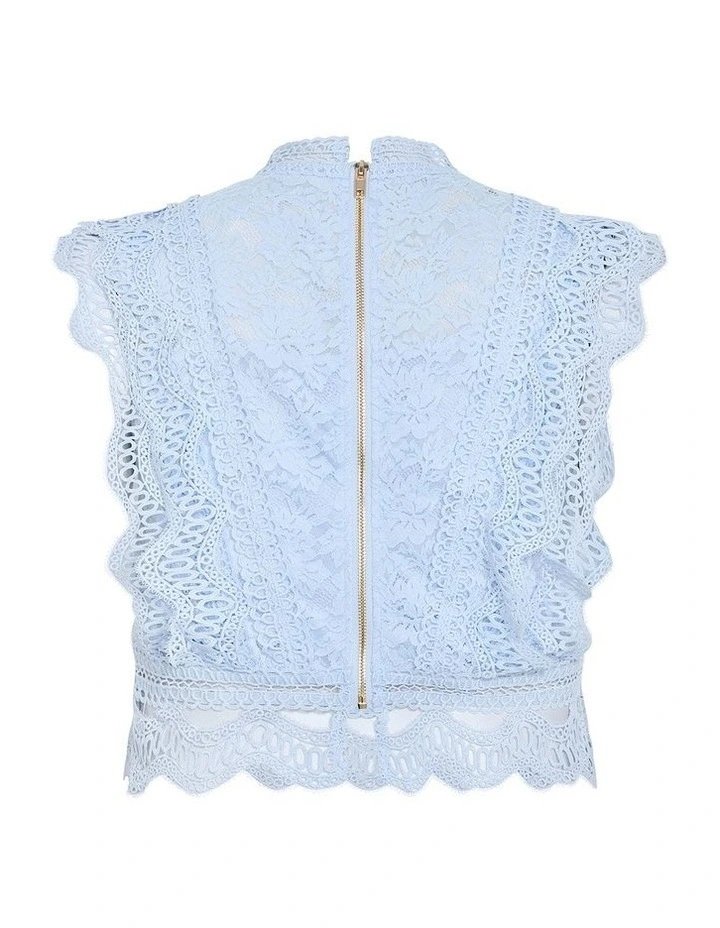 Plus Size Lucielle Sleeveless Lace Top in Sky Blue image 4