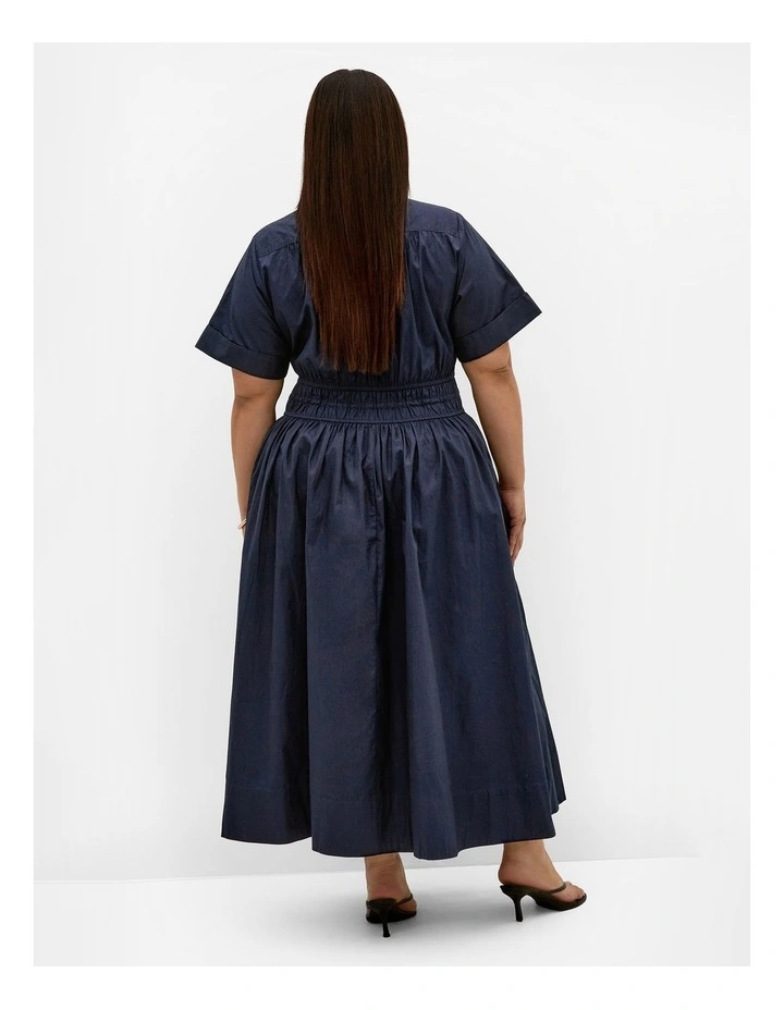 Plus Size Lana Midi Shirt Dress in Navy image 2