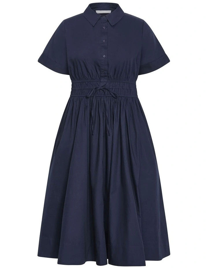 Plus Size Lana Midi Shirt Dress in Navy image 3