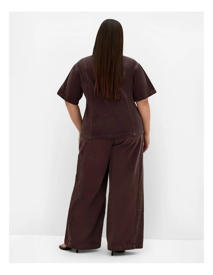 Plus Size Demi Button Down Denim Shirt in Chocolate Wash image 2