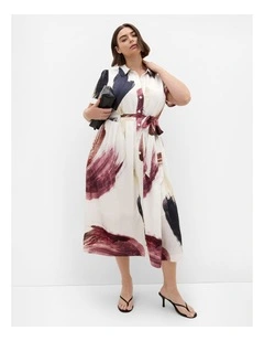 Plus Size Alexi Muse Print Shirt Dress in Ivory