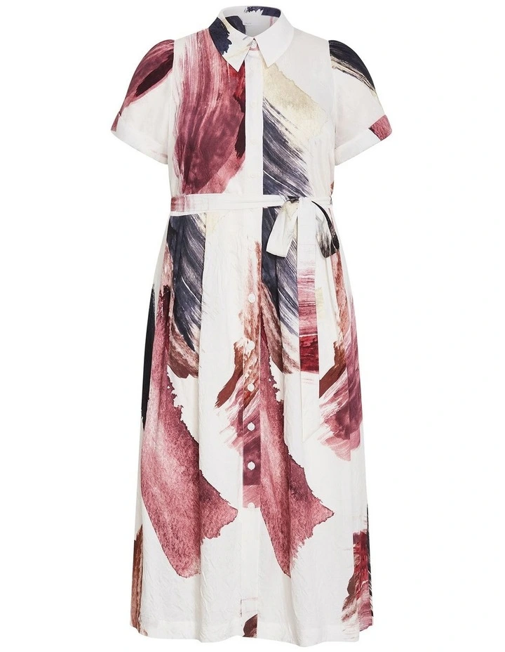 Plus Size Alexi Muse Print Shirt Dress in Ivory image 3
