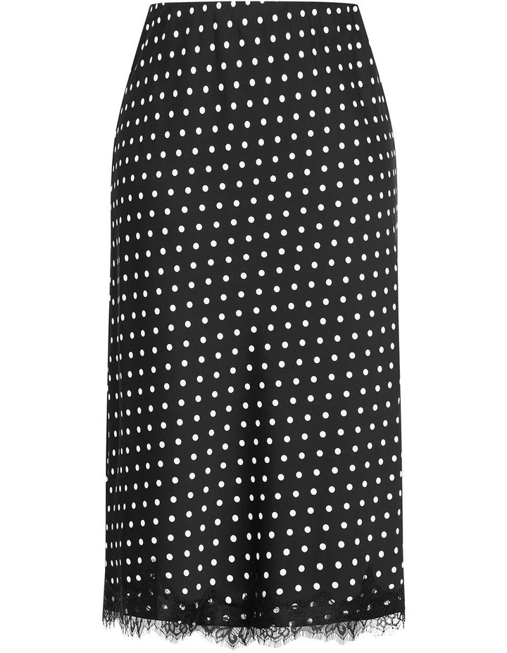Plus Size Lace Spot Print Satin Midi Skirt in Black image 4