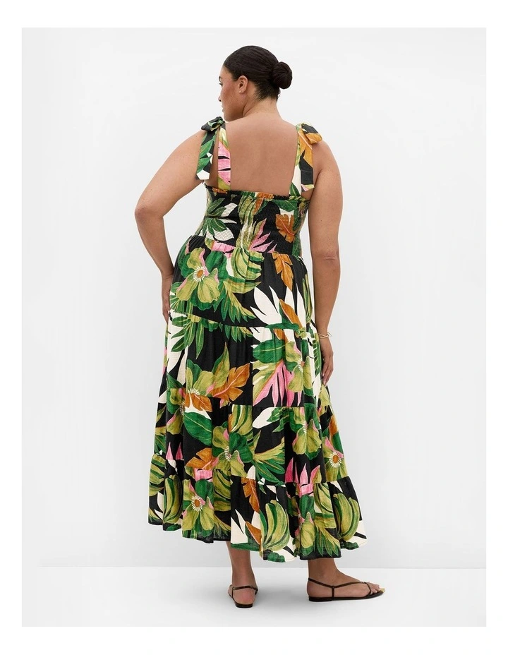 Plus Size Paradiso Print Tiered Maxi Dress in Black image 2