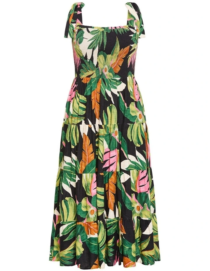 Plus Size Paradiso Print Tiered Maxi Dress in Black image 3