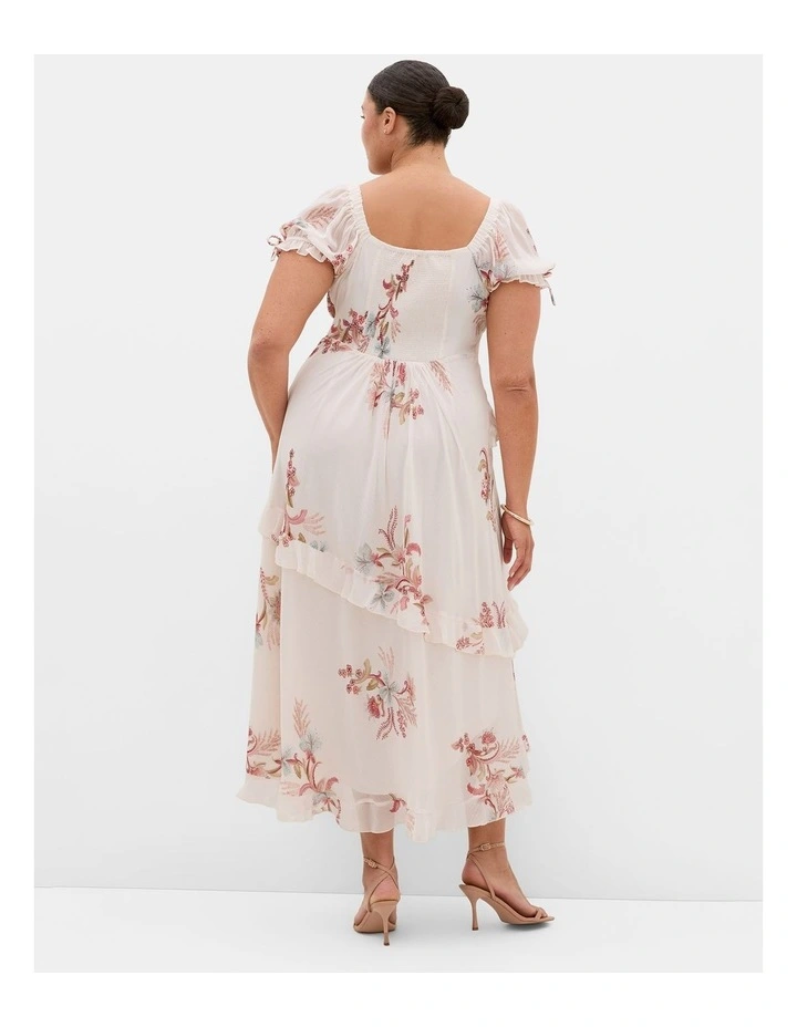 Plus Size Shayla Floral Print Maxi Dress in Cream image 2