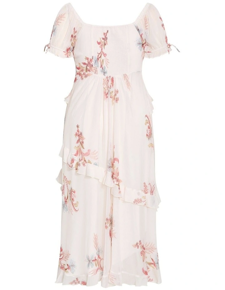 Plus Size Shayla Floral Print Maxi Dress in Cream image 4