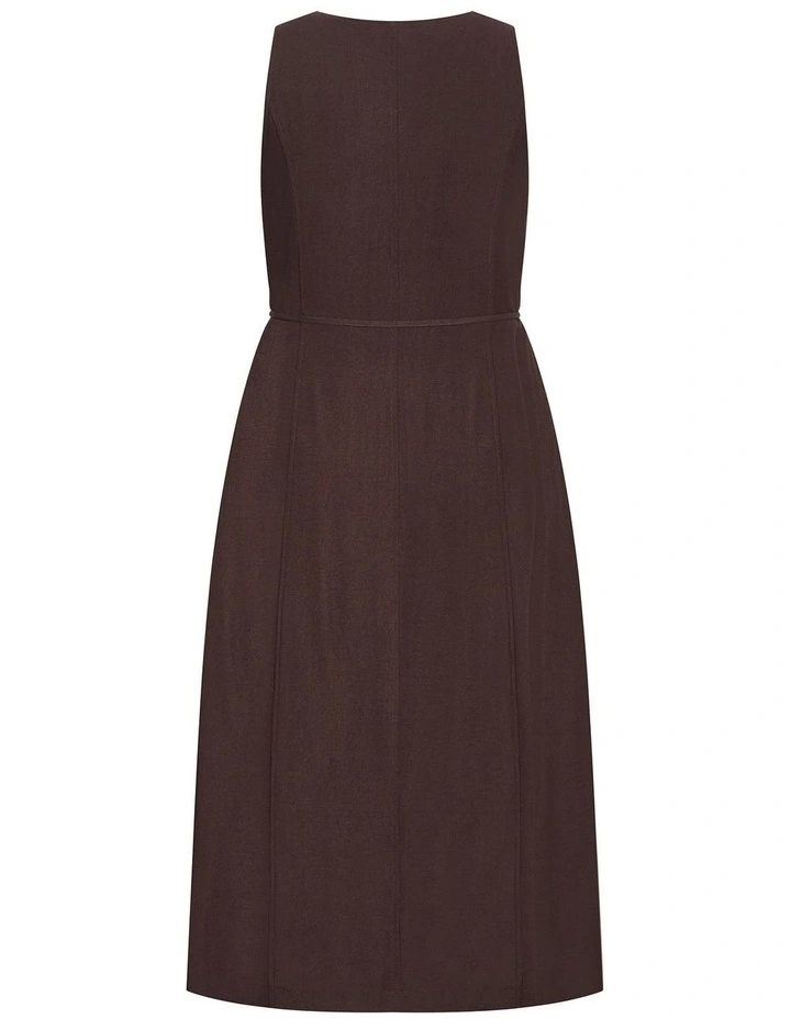 Plus Size Evani Tie Waist Midi Dress in Chocolate image 4