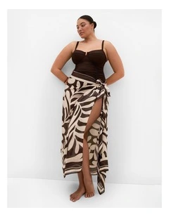 Plus Size Taranto Print Sarong in Chocolate