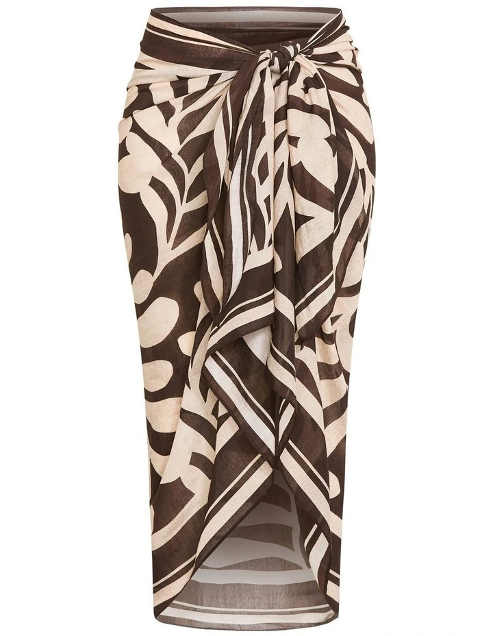 Plus Size Taranto Print Sarong in Chocolate image 3