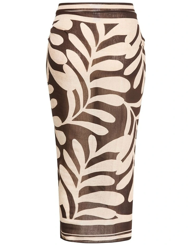 Plus Size Taranto Print Sarong in Chocolate image 4