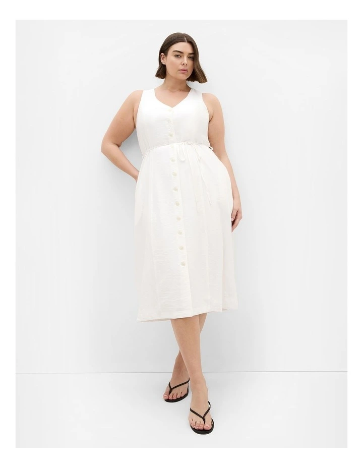 Plus Size Evani Tie Waist Midi Dress in Ivory image 1