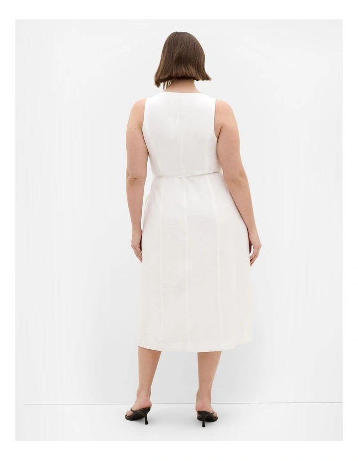 Plus Size Evani Tie Waist Midi Dress in Ivory image 2