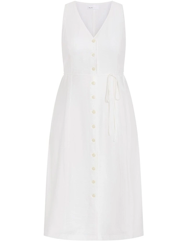 Plus Size Evani Tie Waist Midi Dress in Ivory image 3