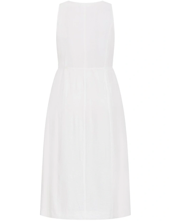 Plus Size Evani Tie Waist Midi Dress in Ivory image 4