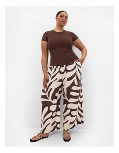 Plus Size Taranto Print Wide Leg Pant in Chocolate