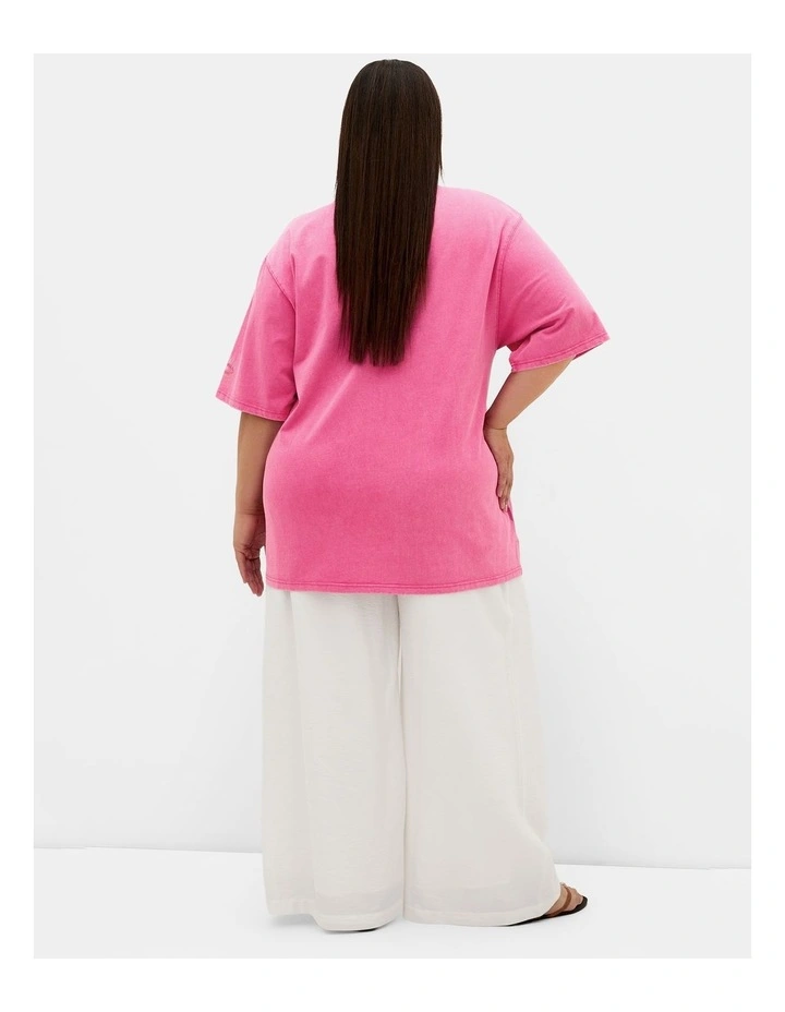 Plus Size Flaming Heart Cotton Tee in Pink Stone Wash image 2