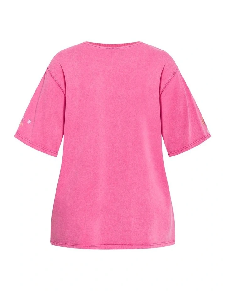 Plus Size Flaming Heart Cotton Tee in Pink Stone Wash image 4